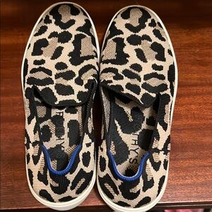 Chunky Leopard Knit Slip-On Sneakers in Black & Cream